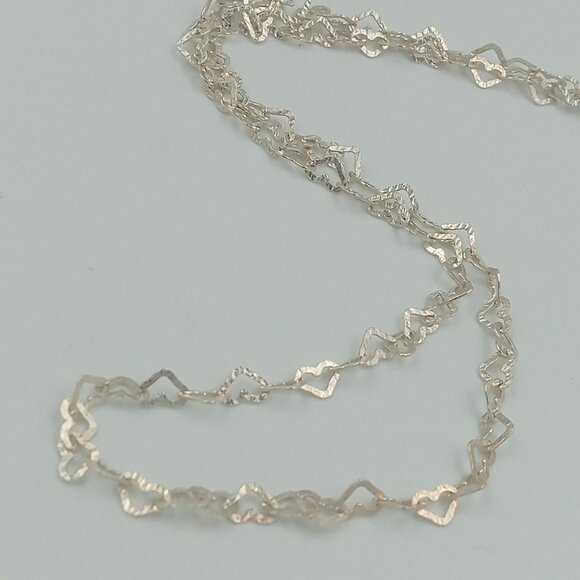 Vintage Sterling Silver Heart Link Necklace - Picture 7 of 14